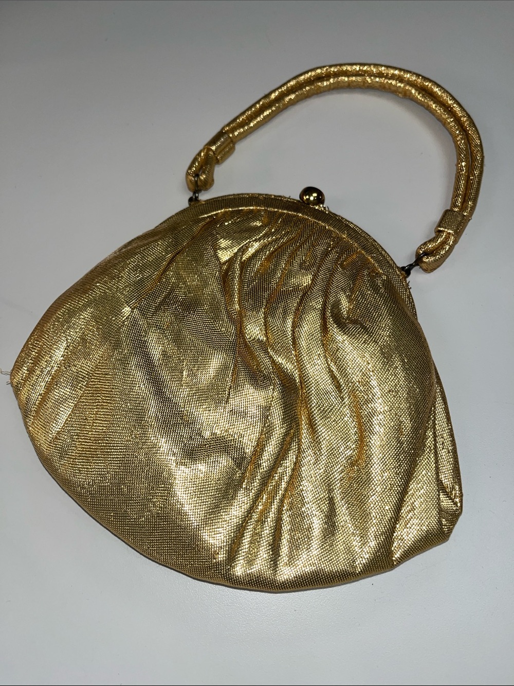 Garay Gold Lame Evening Bag /Clutch with Top Handle